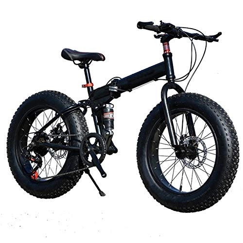 Folding Bike : UNCTAD 20 Inches Folding Mountain Bike - Rough Tires 7 Speed Shifter Great Suspension Folding Bike - Portable Compactlightweight High-carbon Steel Hard-tail Mountain Bikeblack