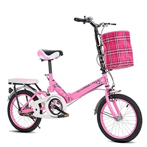 Folding Bike : UNCTAD Non-slip Folding Mountain Bike Folding Bikes for Adults - 20 Inches Quick Fold Dual Disc Brake Bicycle - Outdoor Exercise Road Bikes with Durable Bicycle Basketpink