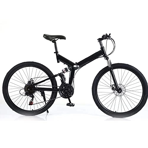 Folding Bike : Unisex Mountain Bike - 26 Inch MTB Bicycle Folding Bike Full Suspension, V Brake and Carbon Steel Folding Frame Mountain Bikes Disc Brakes Bicycle Adult Bike