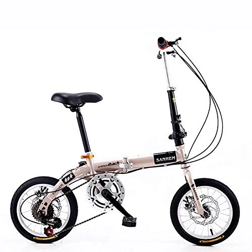 Folding Bike : unknow YYHEN 14 Inch Foldable Mini Ultralight Portable Adult Children Students Small Wheel Variable Speed Double Disc Brake Bicycle, Red