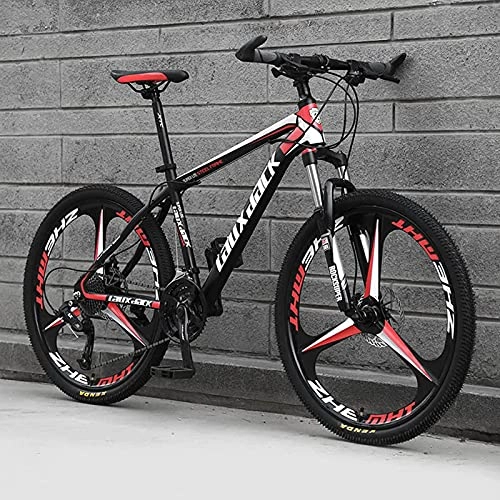 Folding Bike : UYHF 26'' Folding Mountain Bikes, 21 / 24 / 27 Speed MTB Bikes, Full Suspension 3-Spoke 26 Inch Wheels, Anti-Slip Bicycle for Man / Woman / Teen【Top Configuration】 Black-Red-24 speed