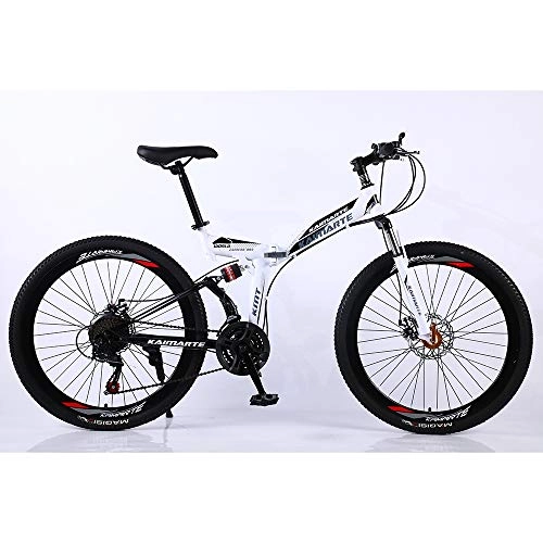 Folding Bike : VANYA Folding Mountain Bike 24 / 26 Inch 24 Speed Double Shock Absorption Portable Off-Road Bicycle Unisex, White, 26inches