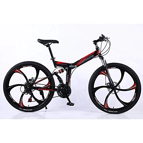 Folding Bike : VANYA Folding Mountain Bike 26 / 24 Inch 27 Speed Double Disc Brake Shock Absorption Variable Speed Off-Road Bicycle, Black, 26inches