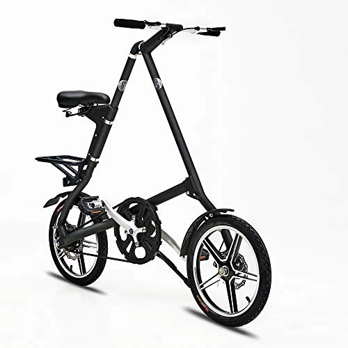 Folding Bike : VANYA Lightweight Folding Bicycle 16 Inches Double Disc Brakes All Aluminum Wheel Adult Fold City Commuter Bike