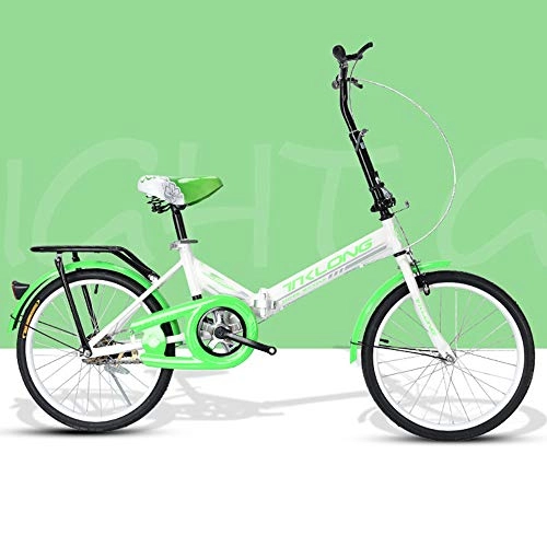 Folding Bike : VANYA Lightweight Folding Bike 20 Inch 6 Speed Variable Speed Commuting Bicycle for Student Unisex 15kg, Green
