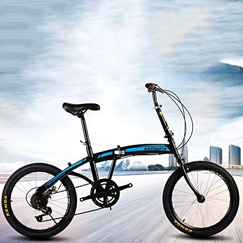Folding Bike : VANYA Portable Folding Mountain Bike 26 Inch 7 Speed Spoke Wheel Variable Speed Off-Road Bicycle, blackblue