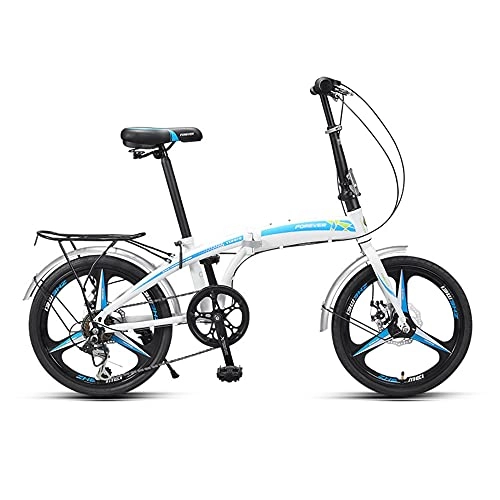 Folding Bike : Variable Speed Bicycle, Portable Folding Bicycle, 20-inch Integrated Wheel, 7-Speed, Used for Commuting Work, Outing, Suitable for Students, Adults / C / As Shown