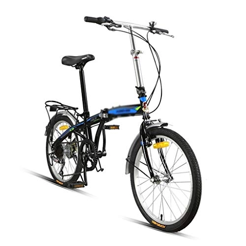 Folding Bike : Variable Speed Bicycles 20 Inch Bicycle Foldable Bike Adult Bikes  Children's Bicycle 7 Speed (Color : Black, Size : 20 inches)