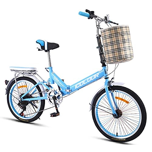 Folding Bike : Variable Speed Bicycles, Folding Bicycles, Portable Commuter Bikes, 20-inch Tires, 6-Speed, Used for Commuting to Work, Suitable for Adults / D / As Shown