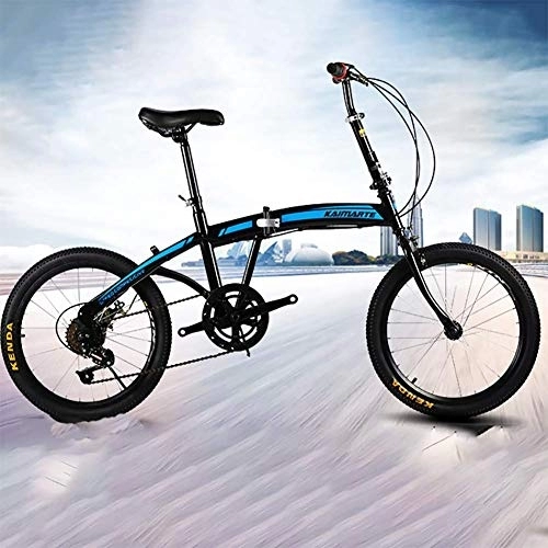 Folding Bike : Variable Speed Mountain Bike Folding Bicycle Single Speed 7 Speed Male And Female Student Car Integrated Wheel