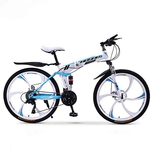 Folding Bike : Variable Speed Racing Bikes, 21-Speed Mountain Bike, Double Disc Brake Folding Bikes, Full Suspension Anti-Slip, (Color : B2, Size : 26 inch)