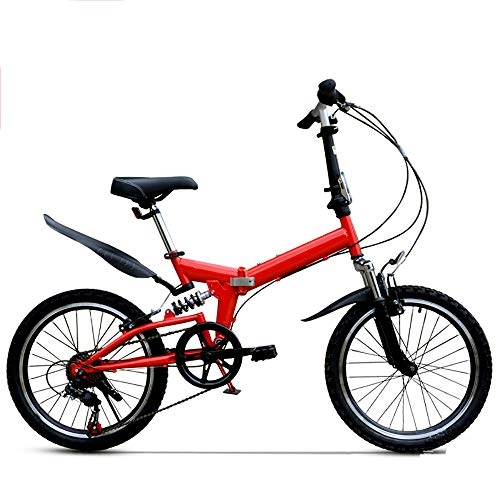 Folding Bike : VBARV Portable Dual Disc Brake Folding Bike, 20 Inch Lightweight Adult Bicycle, High-carbon Steel Frame, 6-Speed Drivetrain, Great for City Riding and Commuting