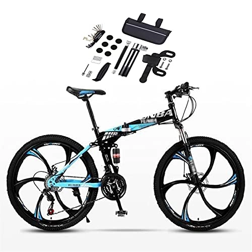 Folding Bike : Version Bicycle 26 Inch, 6 Knife Wheel Flagship With Folding Mountain Bike Dual Shock Absorption Racing Off Road Speed Change For Adult Teenagers Color: A-D (Color : B)