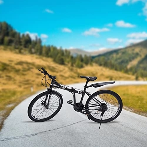 Folding Bike : Vielrosse Foldable 26-inch Mountain Bike with 21-Speed Gears - Carbon Steel Frame, Adjustable Height - Lightweight and Durable for Outdoor Cycling, Commuting, and Camping