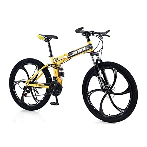 Folding Bike : VIIPOO Adult Folding Mountain Bike, Dual Suspension Mountain Bikes with 26 Inches 6-Spoke Wheel, 21 / 24 / 27 / 30 Speed Mens and Womens Foldable Mountain Bicycle, C-21 Speed