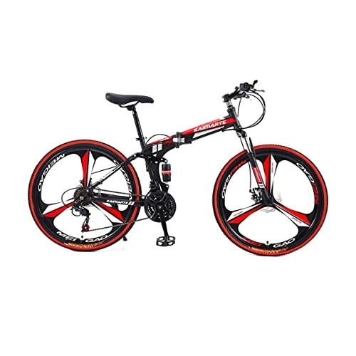 Folding Bike : VIIPOO Folding Mountain Bike, 24 / 26 Inch Full Suspension MTB Bicycle for Adult, High Carbon Steel Frame, Double Disc Brake Outroad Mountain Bicycle for Men, Black-26‘’ / 21 Speed
