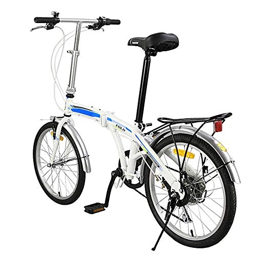 Folding Bike : W Folding Bike Bicycle High Carbon Steel Frame Shift Male and Female Students Bicycle 20 Inch 7 Speed