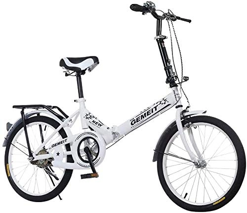 Folding Bike : WANG-L 20 Inch Folding Mountain Bike Lightweight Bicycle Children Adult Men Women Ladies Road Tires Uitable For Students Office Workers, White