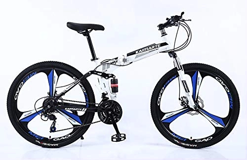 Folding Bike : WANG-L Mountain Folding 24 / 26 Inch Bike MTB Adult Men Women Bicycle Student Variable Speed Boy Girl Crosscountry Bicycle, White-24inches / 24speed