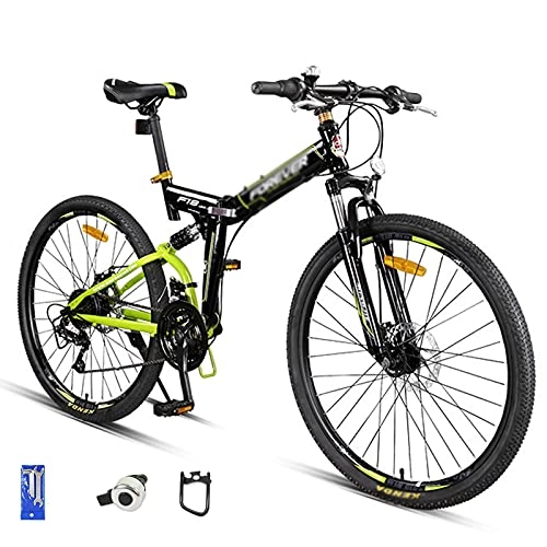 Folding Bike : WANYE F18 Mountain Bike 24 Speed 26 Inches Dual Suspension Folding Bike Dual Disc Brake MTB Bicycle black-24speed