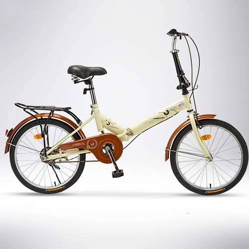 Folding Bike : WDSWBEH 20-Inch Foldable Bikes for Adult, Small Folding-Bicycles for Men or Women, 3 Step Folding Portable lightweight, Yellow, Single speed