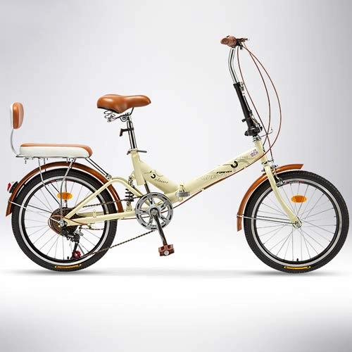 Folding Bike : WDSWBEH 20-Inch Foldable Bikes for Adult, Small Folding-Bicycles for Men or Women, 3 Step Folding Portable lightweight, Yellow, Variable speed