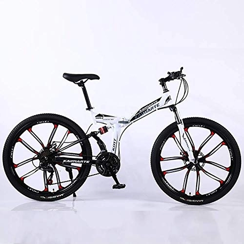 Folding Bike : WEHOLY Bicycle 26 Inch Carbon Steel Mountain Bike, Folding Bike Unisex Mountain Bike High-Carbon Steel Frame Bike Mountain Bike 21 Speeds