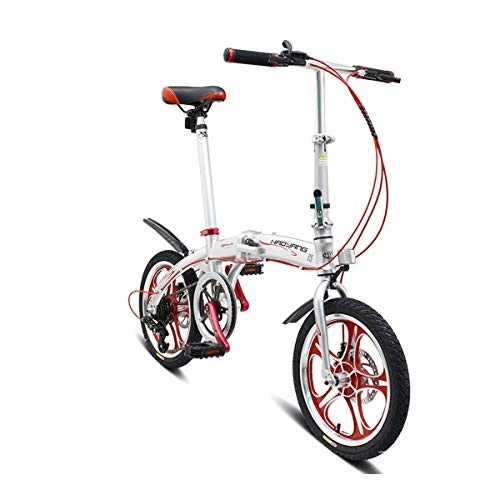 Folding Bike : WEHOLY Bicycle Folding bicycle 16 inch aluminum alloy variable speed folding ultra light portable mini bicycle, Red