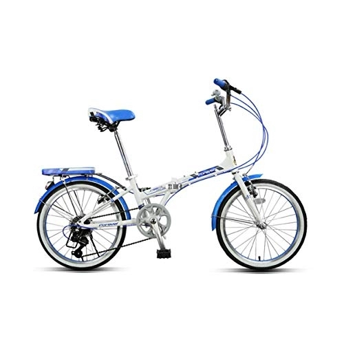 Folding Bike : WEHOLY Bicycle Folding bicycle collapsible bicycle adult men and women ultra light portable variable speed aluminum alloy bicycle, Blue