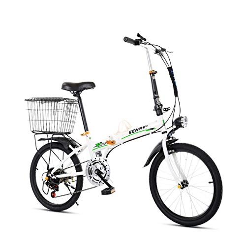 Folding Bike : WEHOLY Bicycle Folding bicycle men and women bicycle ultra light portable small wheel 20 inch adult student car, White