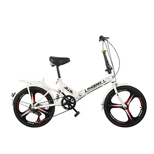 Folding Bike : WEHOLY Bicycle Folding bicycle shifting can be used for adults with ultra-light portable students with small bicycles, White