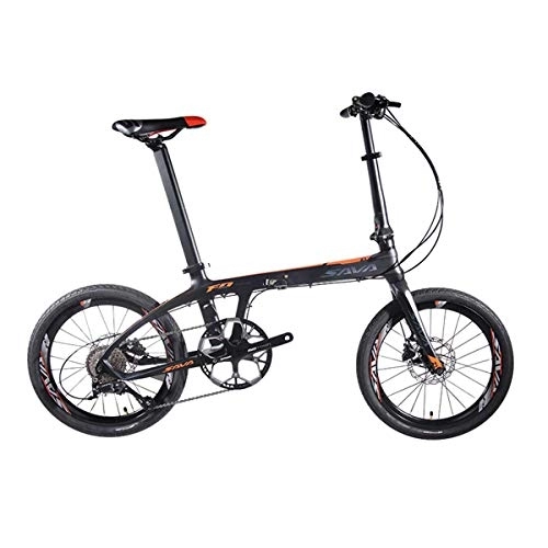 Folding Bike : WEHOLY Bicycle Folding bicycle ultra light carbon fiber folding bicycle 20 inch double oil disc brakes speed adult bicycle, Black