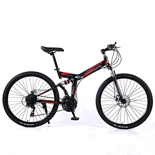 Folding Bike : WEHOLY Bicycle Folding Bike Mountain Bike, High Carbon Steel Folding Bike Mountain Bike 21 Speeds Mens MTB Bike 26 Inch Road Bicycle Bike Pedals with Disc Brakes and Suspension Fork