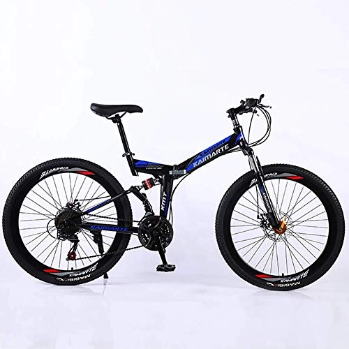 Folding Bike : WEHOLY Bicycle Folding Mountain Bike Bicycle 21 Speed 24 Inch Sports Leisure Men and Women Double Shock Absorption High Carbon Steel Double Disc Brakes Off-Road Speed Adult Bicycle