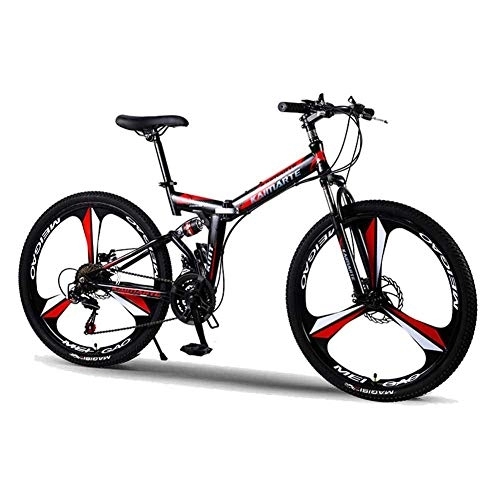Folding Bike : WEHOLY Bicycle Mountain Bike Folding Frame MTB Bike Dual Suspension Mens Bike 27 Speeds 26 Inch 3-High-Carbon Steel Bicycle Disc Brakes, Black, 27speed