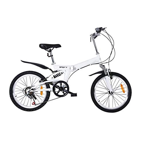 Folding Bike : WEHOLY Folding 20" Adult Folding Bik, Hardtail Bicycle for a Path, Trail & Mountains, Black, Steel Frame Adjustable Seat, in 4 Colors, White