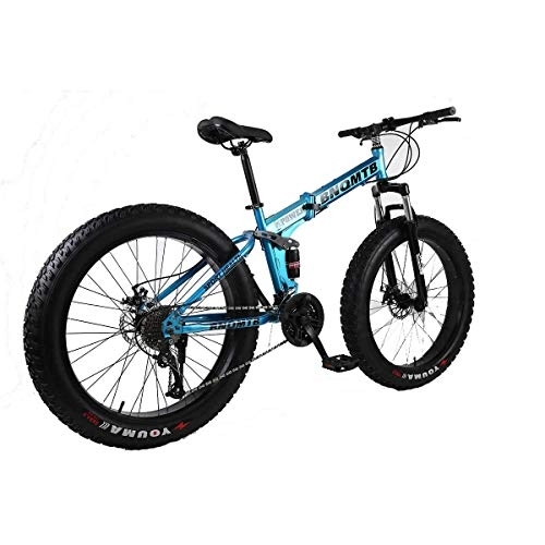 Folding Bike : WEHOLY Folding 26" Alloy Folding Mountain Bike 27 Speed Dual Suspension 4.0Inch Fat Tire Bicycle Can Cycling On Snow, Mountains, Roads, Beaches, Etc, 1