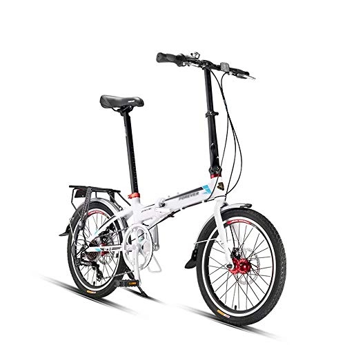 Folding Bike : WEIFAN 20" Folding City Commuter Bike 7 Speed, unfolding size: 154x77-99x98-118cm, folding size: 84x45x65cm(White)