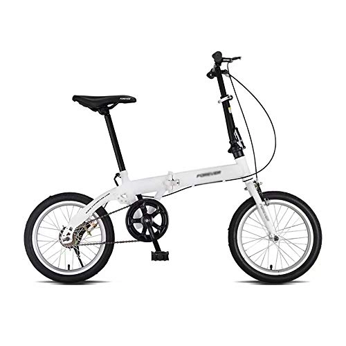 Folding Bike : WEIFAN CAI-16 Lightweight Alloy Folding City Bike Bicycle, Dual Disc brakes - Single Speed(White)