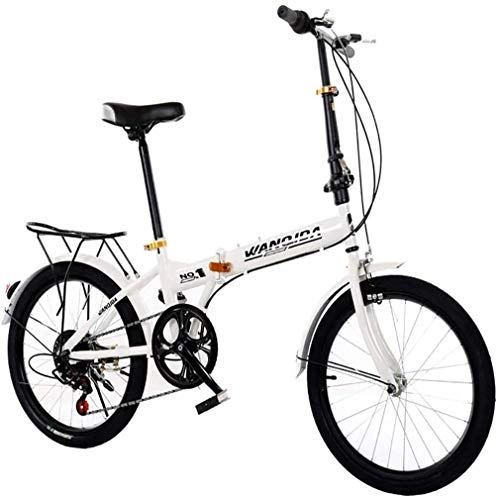 Folding Bike : WEIWEI 20 Inches Adult Folding Bikes, Level 6.Speeds Shift Portable Bicycle Bike, With Rear shelf.City Road Bike