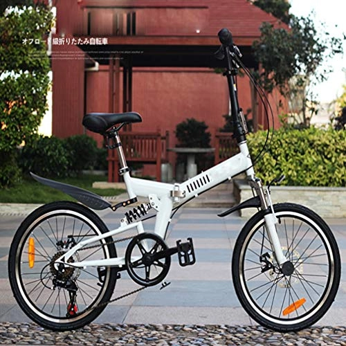 Folding Bike : WEIWEI 20 Inches Speeds Shift Folding Bikes, Spring Shock Absorber Mountain Bike, Men And Women City Bikes