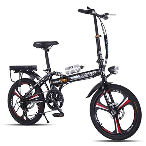 Folding Bike : Weiyue foldable bicycle- 6 Speed 20-Inch Wheels Folding Bike Great For Urban Riding (Color : Black)