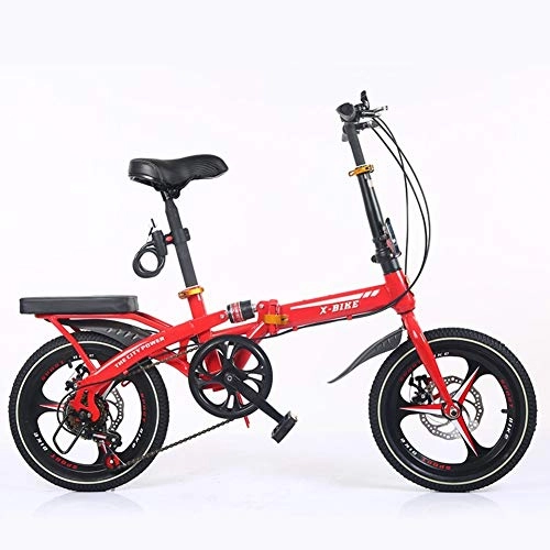 Folding Bike : Weiyue foldable bicycle- Foldable Bicycle 6 Speed Lightweight Aluminum Frame Shimano Folding Bicycle 16 Inch Shock Absorber Small Portable Children's Student Bicycle Adult Men And Women