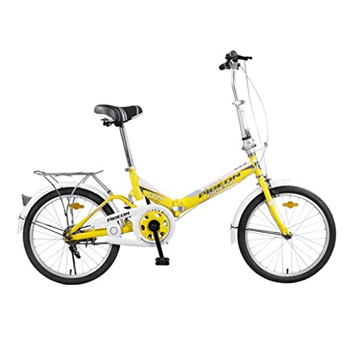 Folding Bike : Weiyue foldable bicycle- Folding Bicycle 20 Inch Male And Female Adult Ladies Quick Loading Light Portable City Cycling Bicycle (Color : Yellow)