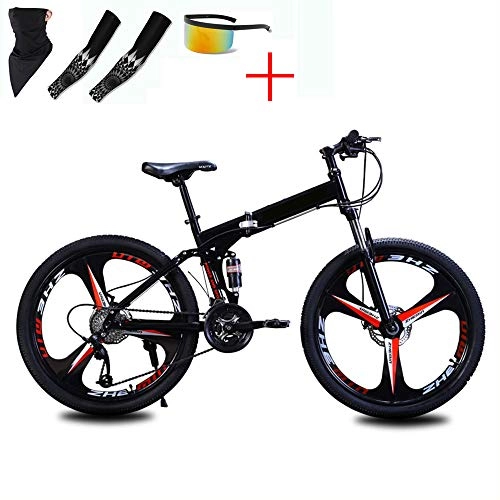 Folding Bike : WellingA Foldable MountainBike 24 / 26 Inches, MTB Bicycle Foldable Mountain Bikes Adjustable Seat High-Carbon Steel for Women, Men, Girls, Boys Fat Tire Mens Mountain Bike, 001 27stage Shift, 24 inches