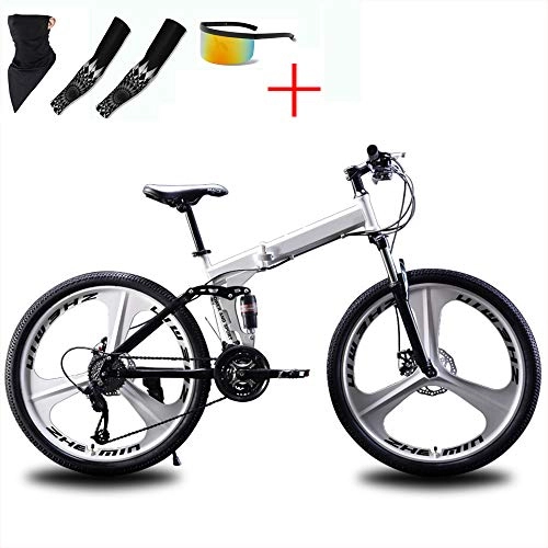 Folding Bike : WellingA Foldable MountainBike 24 / 26 Inches, MTB Bicycle Foldable Mountain Bikes Adjustable Seat High-Carbon Steel for Women, Men, Girls, Boys Fat Tire Mens Mountain Bike, 003 24stage Shift, 24 inches