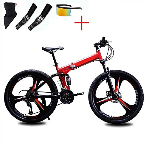 Folding Bike : WellingA Foldable MountainBike 24 / 26 Inches, MTB Bicycle Foldable Mountain Bikes Adjustable Seat High-Carbon Steel for Women, Men, Girls, Boys Fat Tire Mens Mountain Bike, 004 21stage Shift, 26 inches