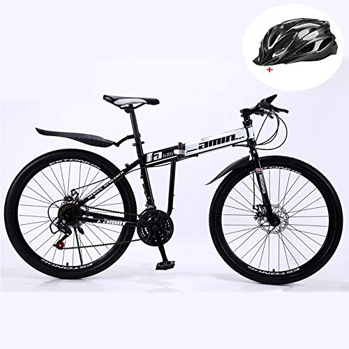 Folding Bike : WellingA Folding Mountain Bike, 24-inch 26 Speed Variable Speed Double Shock Absorption Double Disc Brakes off-Road Adult Riding Outside Sports Travel with Spoke Wheel, 006 24stage Shift, 26inches