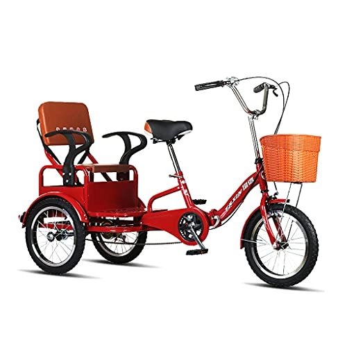 Folding Bike : WGYDREAM Adult Tricycle Folding 16 INCH 3-Wheel Bicycle Simple Modern City Bike Trike Bike Bicycle For Picnic Shopping Work Men And Women(Color:red)