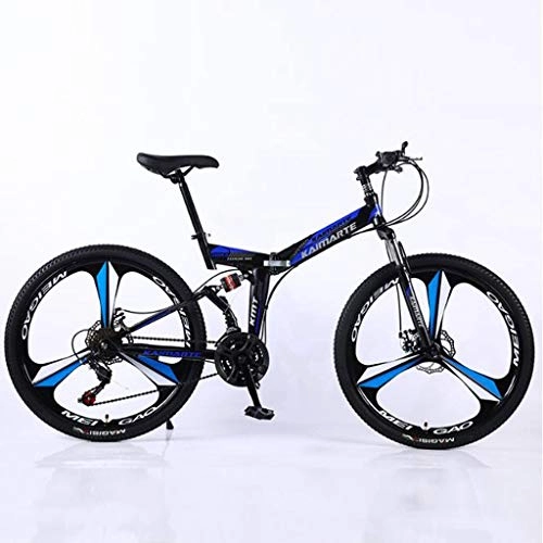 Folding Bike : WGYDREAM Mountain Bike, Foldable 26" Mountain Bicycles Carbon Steel MTB Ravine Bike Oneness wheel Dual Disc Brake Full Suspension 21 24 27 speeds (Color : B, Size : 27 Speed)